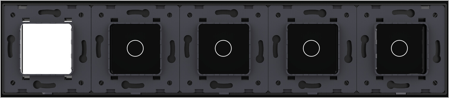 1 Gang + 1 Gang + 1 Gang + 1 Gang + Frame Glass Panel