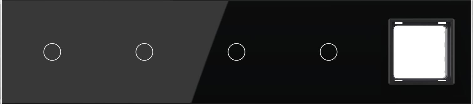 1 Gang + 1 Gang + 1 Gang + 1 Gang + Frame Glass Panel